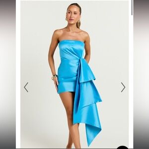 Blue mini dress with drape